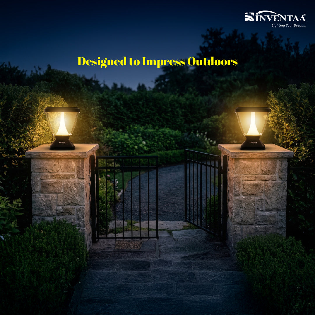 Zenia Solar 12W Outdoor Gate Pillar Light — 3-in-1 LED (Cool, Warm & Neutral) | Waterproof Post Top Wall Mount Light for Home Gate, Compound & Boundary Wall