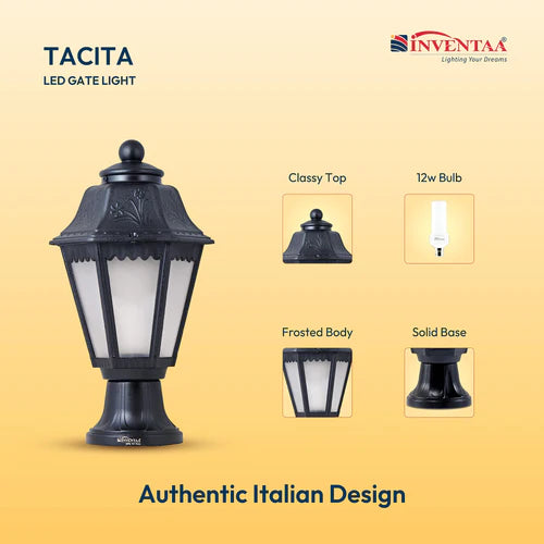 Tacita Modern  12W Outdoor Gate Pillar Light — 3-in-1 LED (Cool-Warm-Neutral)  Waterproof Post Top Wall Mount Light for Home Gate, Compound & Boundary Wall