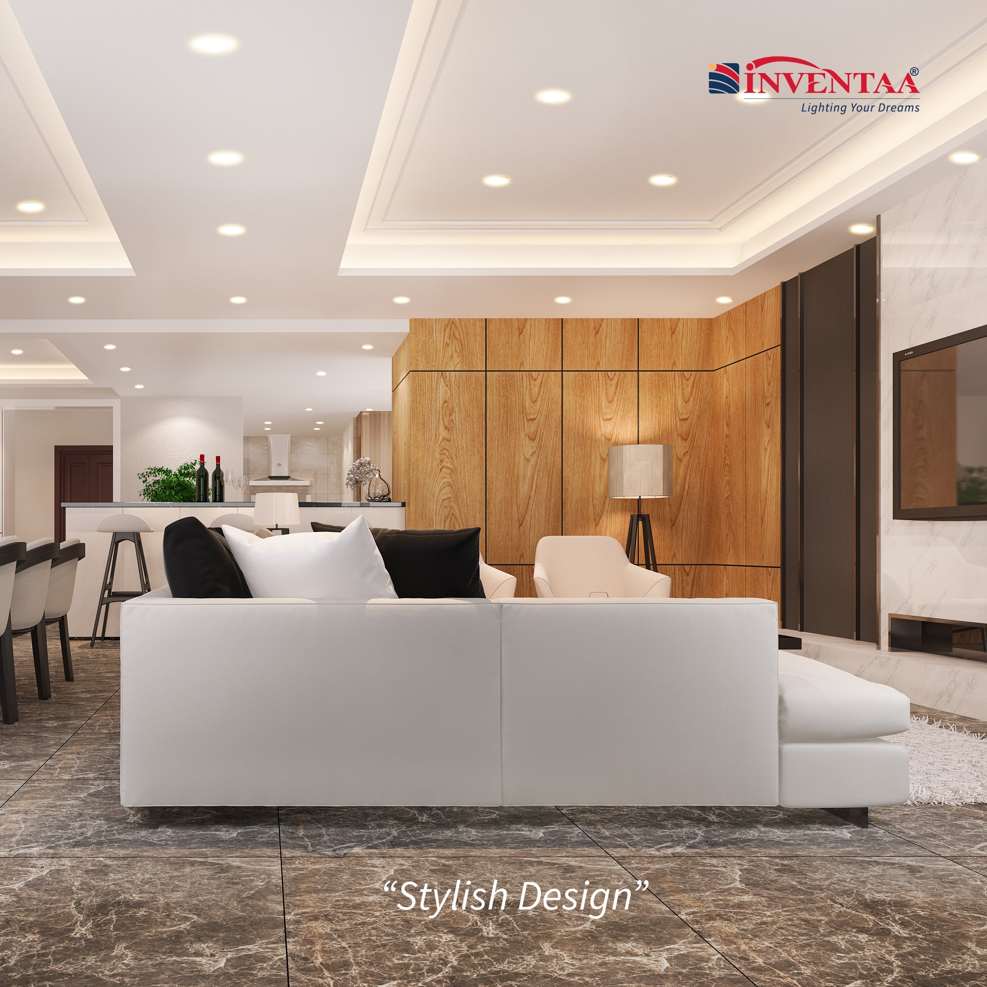 Oxana 3W LED COB Downlight Tilt  Installed In Living Room