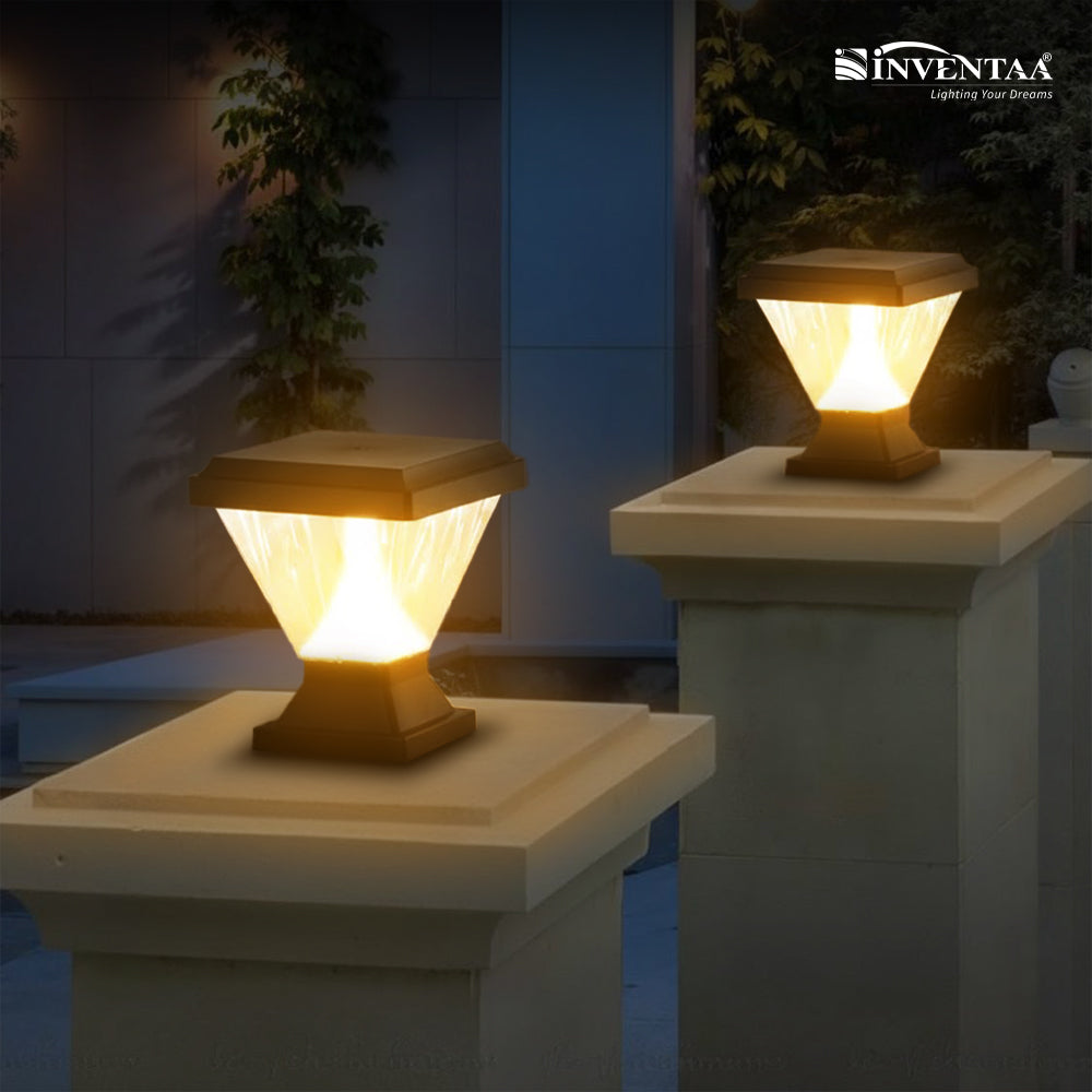 Waterproof outdoor wall light for gate pillar surviving rain — boundary wall light outdoor rated for Indian monsoon by Inventaa