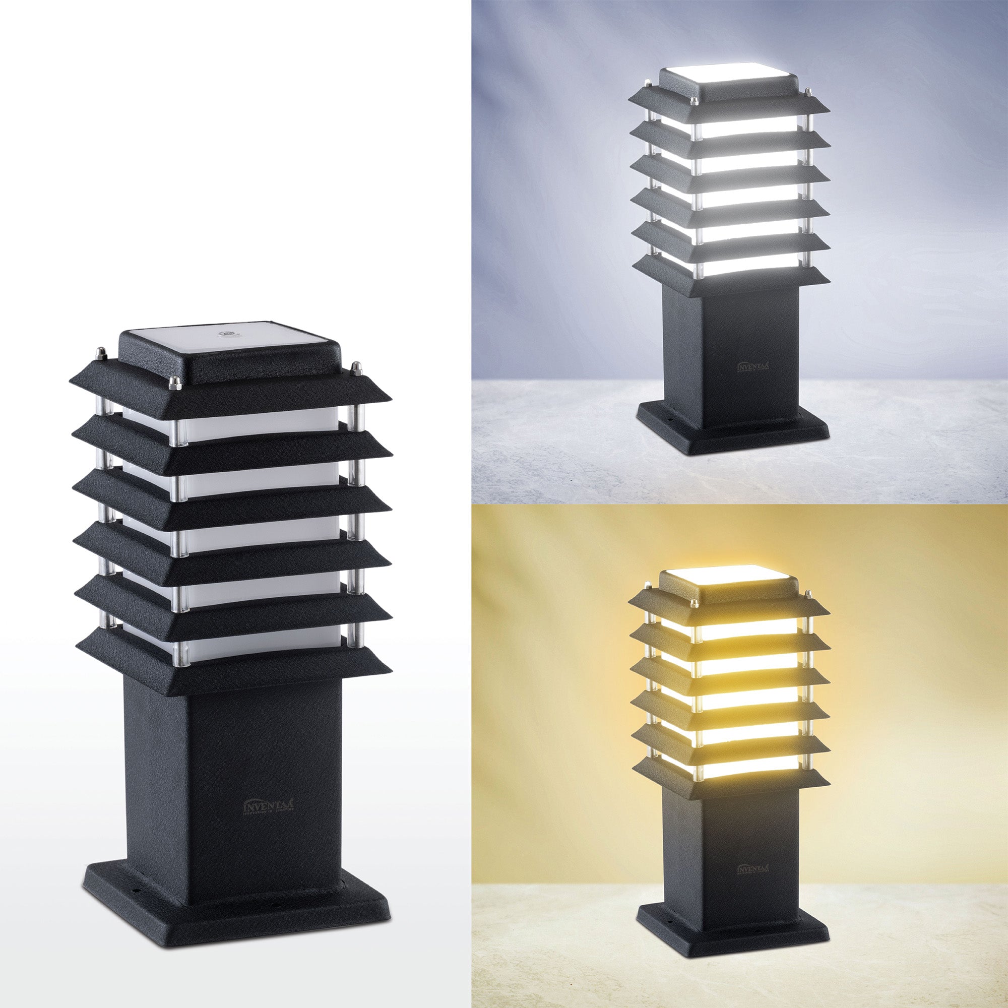 Cool and warm lighting comparison of Riya 1 feet led garden bollard light #size_1 feet