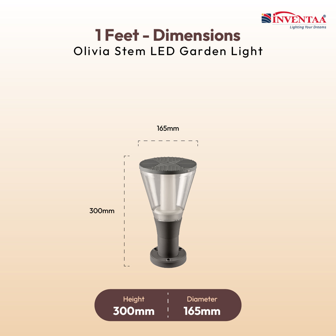 Olivia Stem 3 in 1  LED Bollard Light - INVENTAA Garden Lights