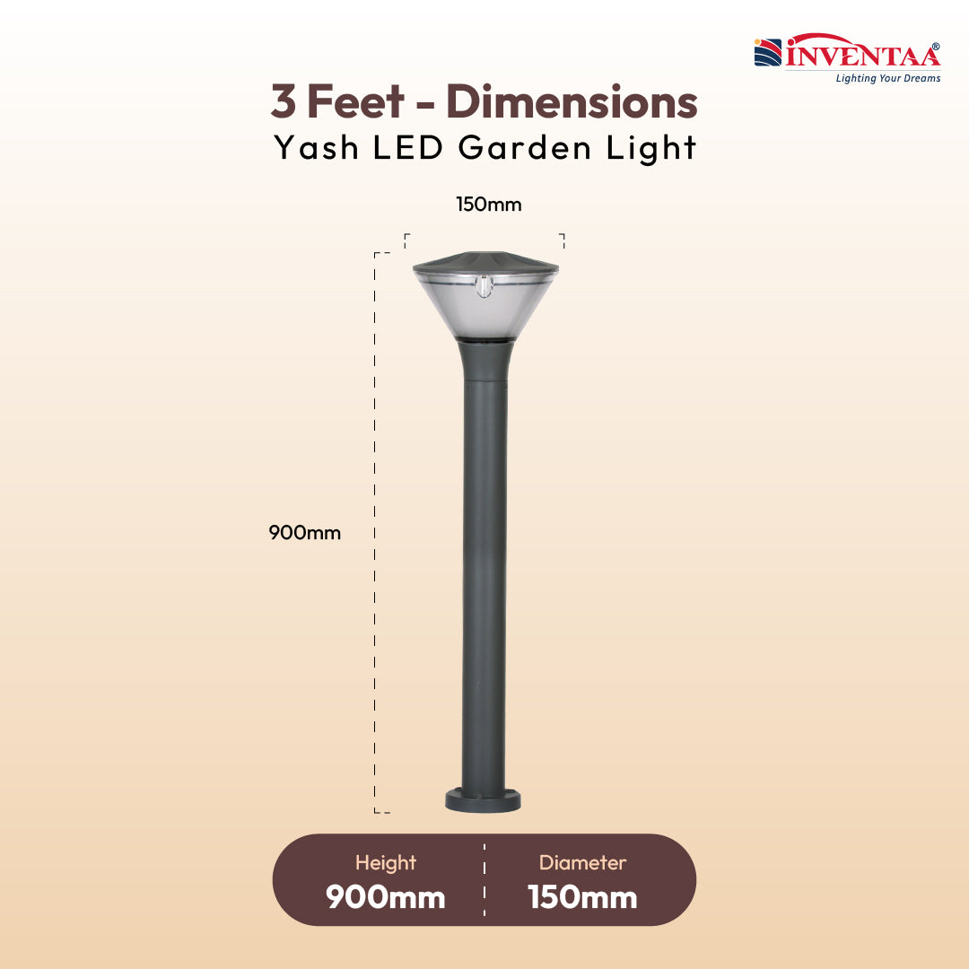 Yash 3 in 1  LED Bollard Light - INVENTAA Garden Lights