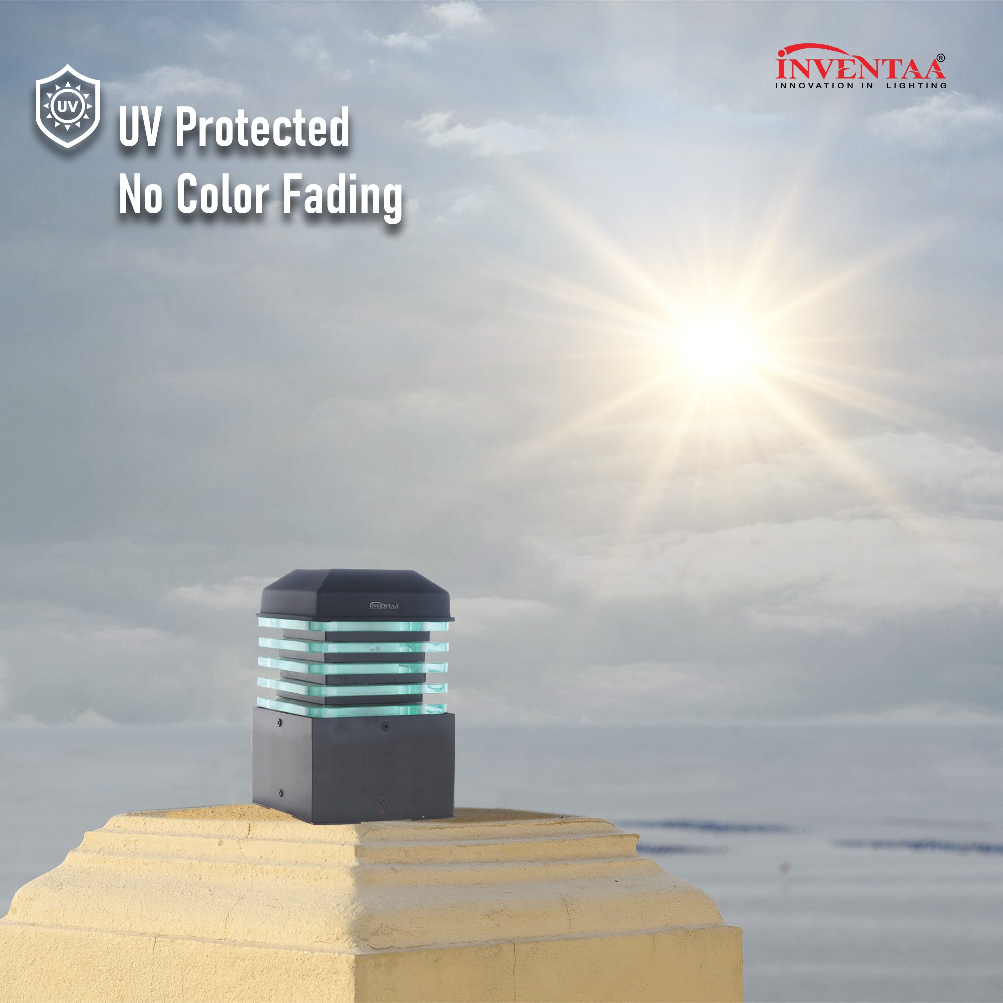 UV-protected LED gate light design with no color fading for light entrance