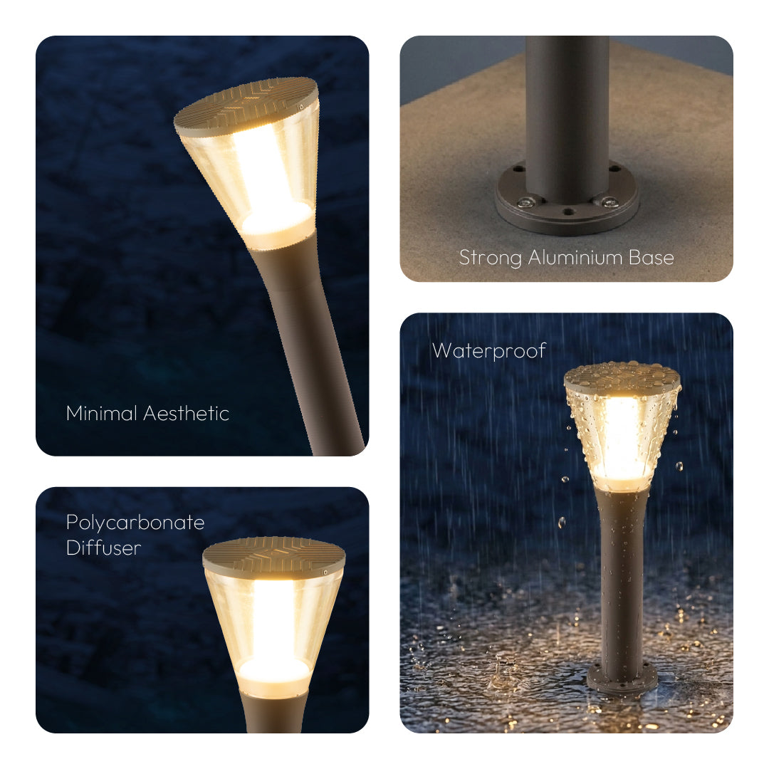 Olivia Stem 3 in 1  LED Bollard Light - INVENTAA Garden Lights