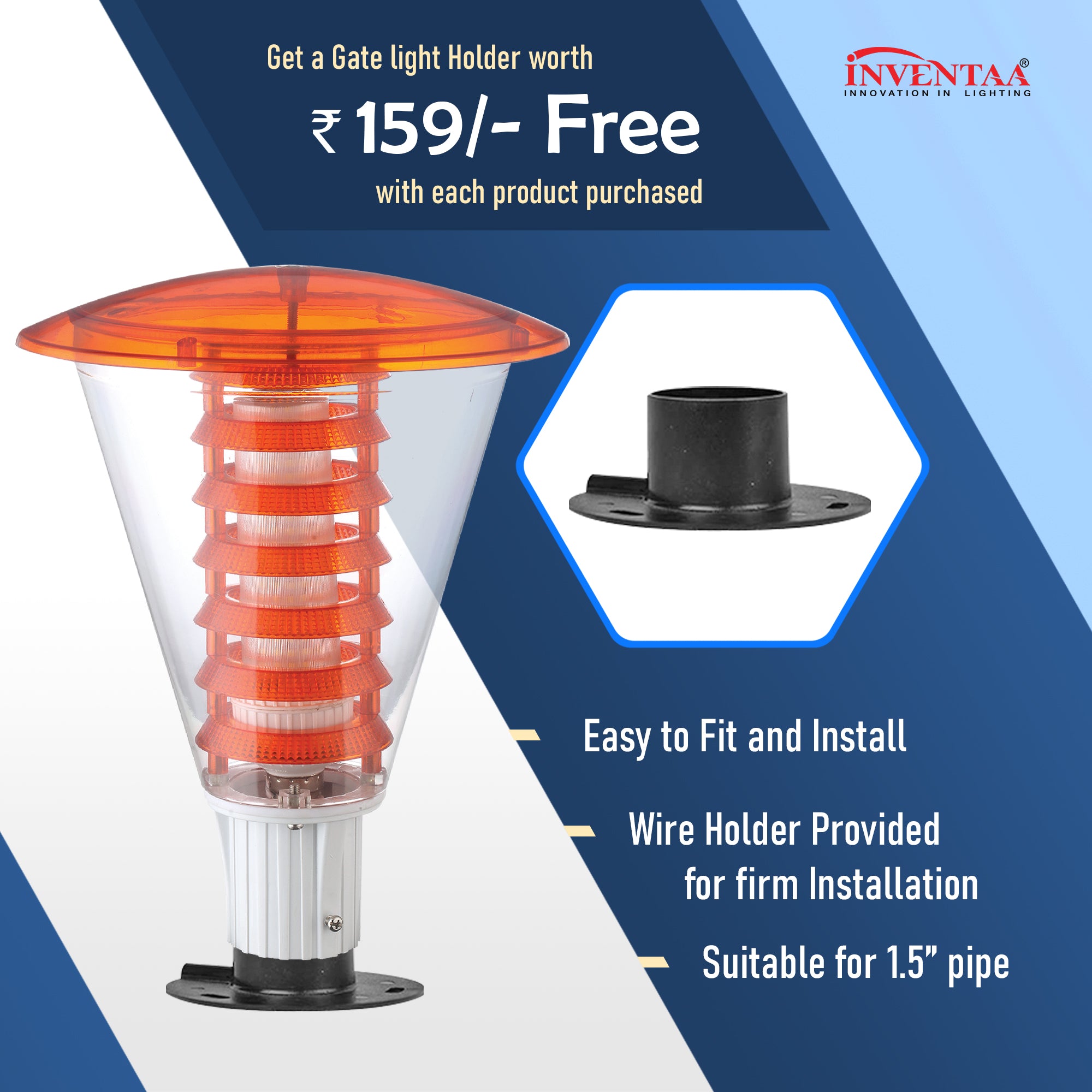 Gate dome light with free holder offer and easy front gate setup  #bulb options_cool