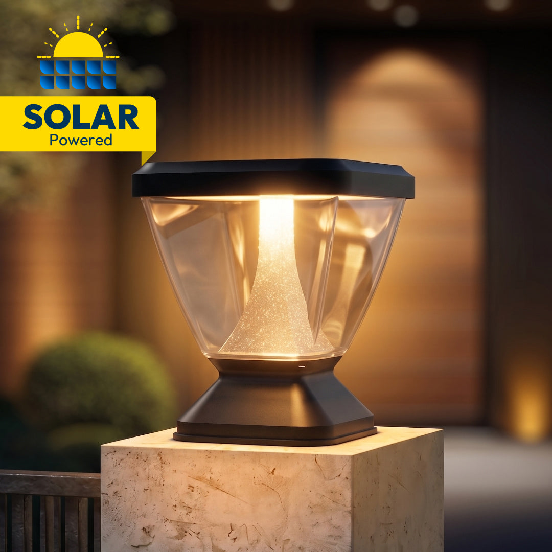 Zenia Solar 12W Outdoor Gate Pillar Light — 3-in-1 LED (Cool, Warm & Neutral) | Waterproof Post Top Wall Mount Light for Home Gate, Compound & Boundary Wall
