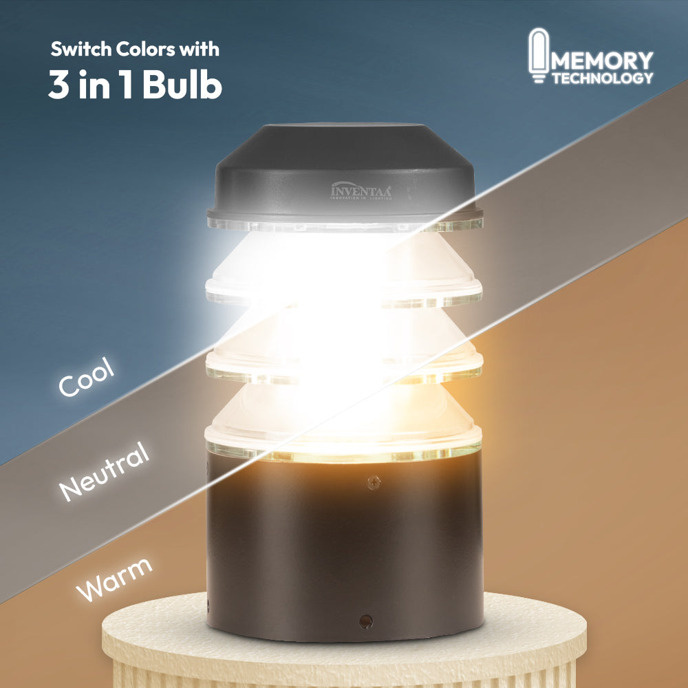 Estela 3 in 1 LED gate light outdoor with cool white neutral warm light modes waterproof pillar light for home entrance