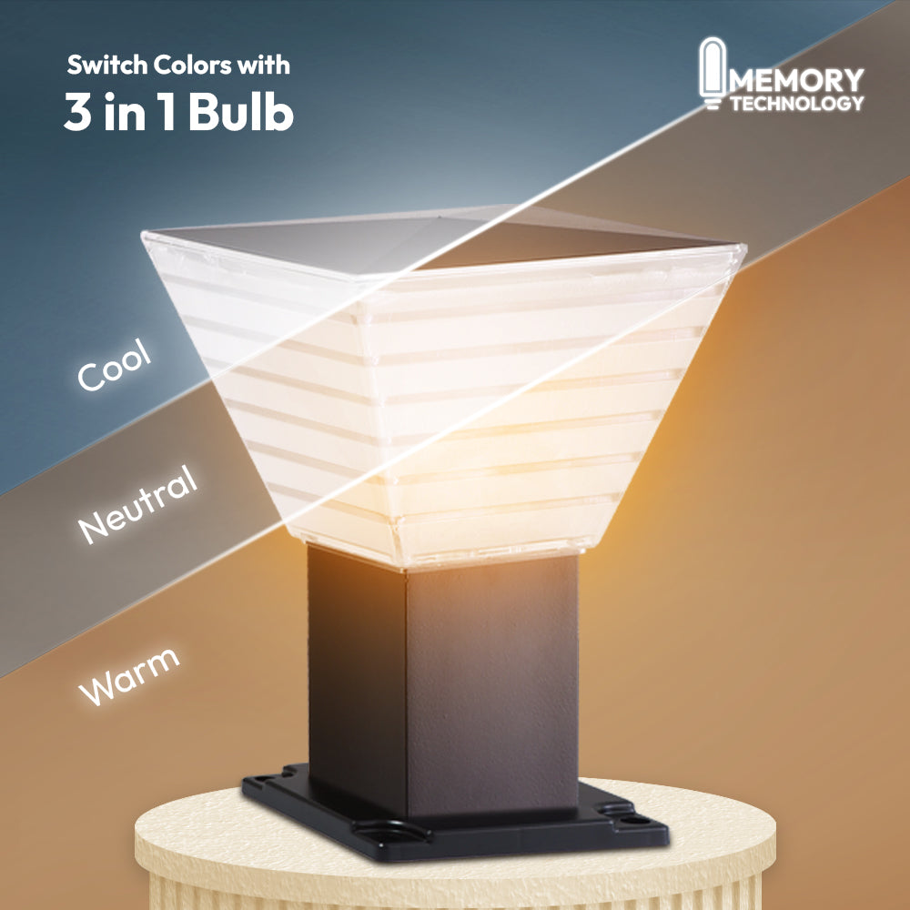 Villa 3 in 1 LED gate light outdoor with cool white neutral warm light modes waterproof pillar light for home entrance