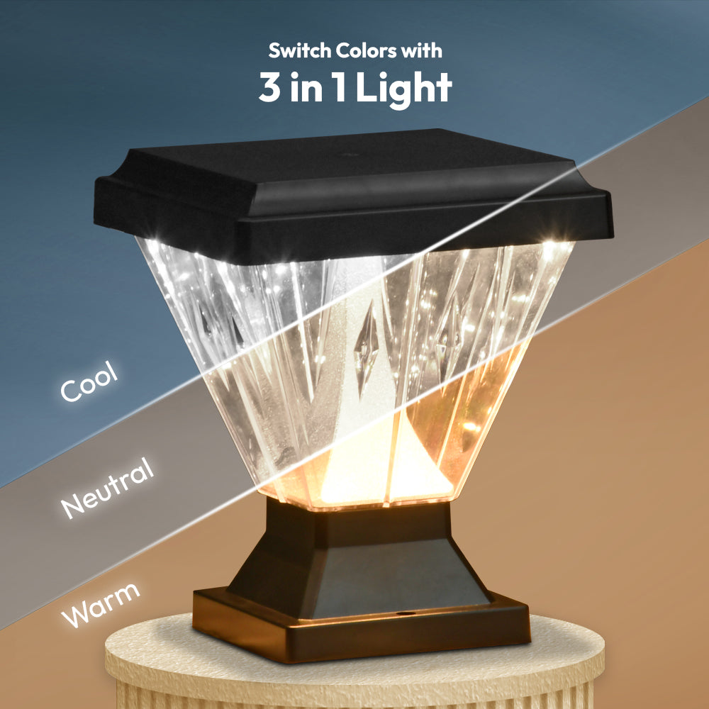 Chiti Sky 12W outdoor gate pillar light with 3-in-1 LED cool white warm white neutral — waterproof post-top mount gate light for home by Inventaa