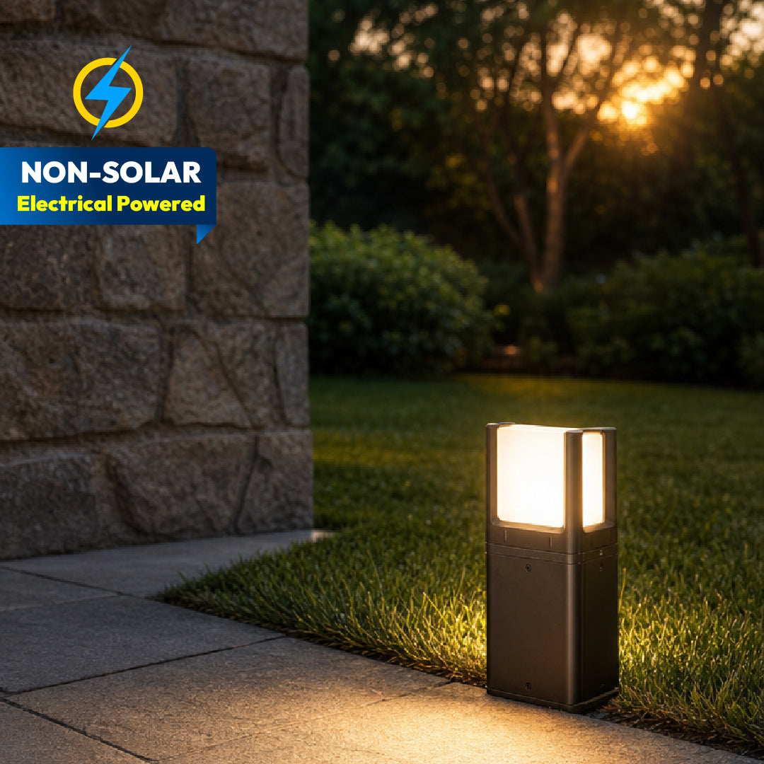 Cuba 12W LED Garden Bollard Light in Matt Black finish for outdoor pathway lighting