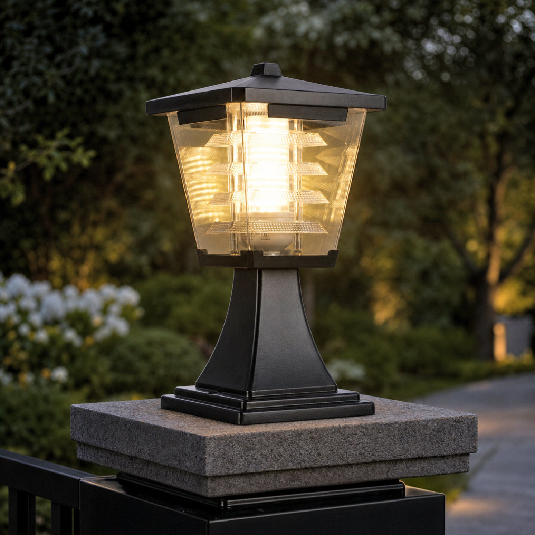 Mini Glasis 12W Fancy Outdoor Gate Light — 3-in-1 LED (Cool-Warm-Neutral) | Waterproof Decorative Gate Pillar Lamp for Home Compound Wall | Inventaa