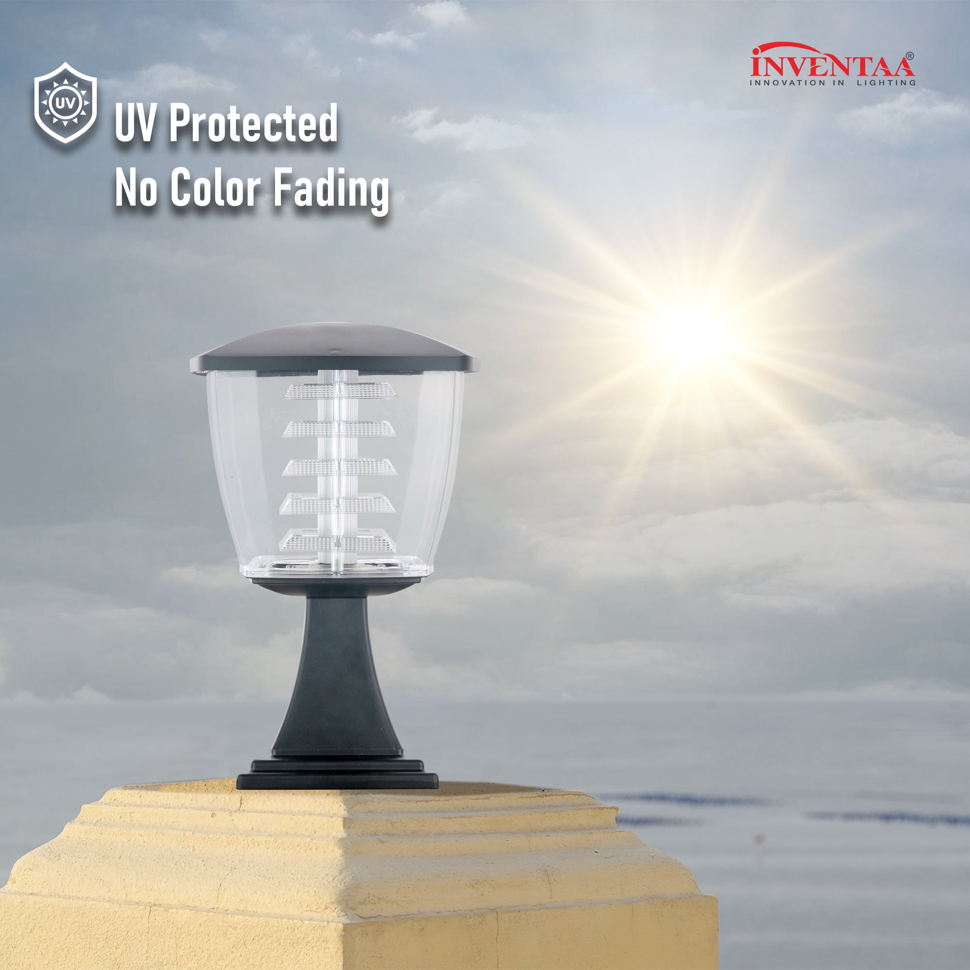 UV protected gate lamps with gate post lights for entrance