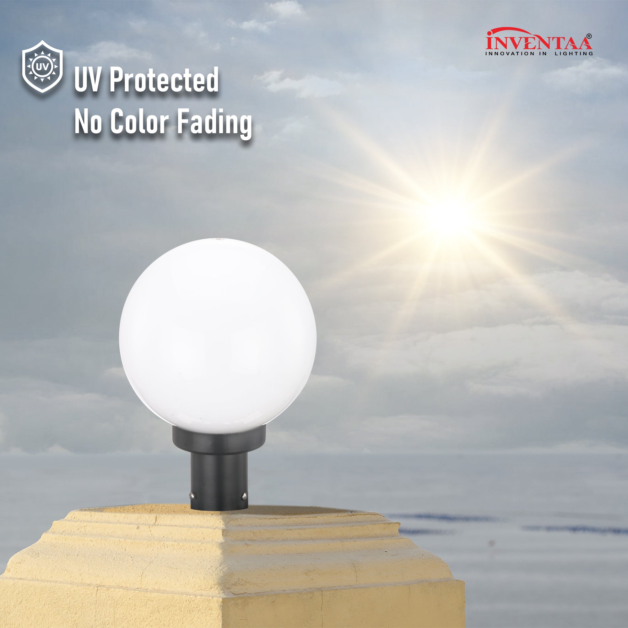 UV-protected LED lights for gate pillars with no color fading in sunlight