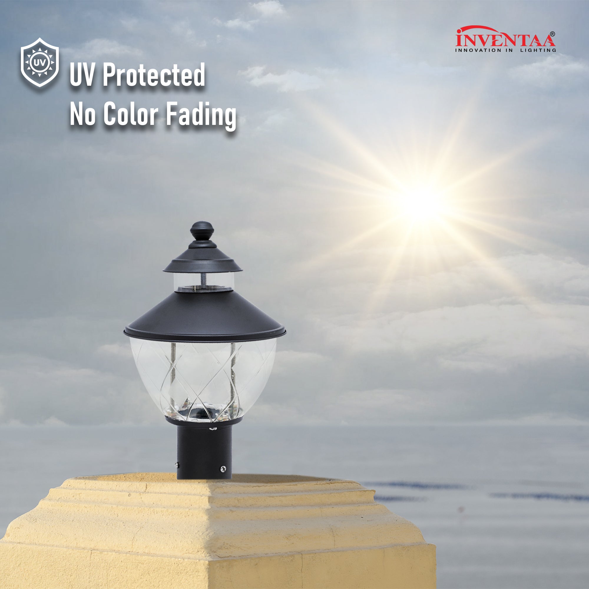 UV protected modern gate light with durable pillar lamp for entrance #color_ss gloss clear