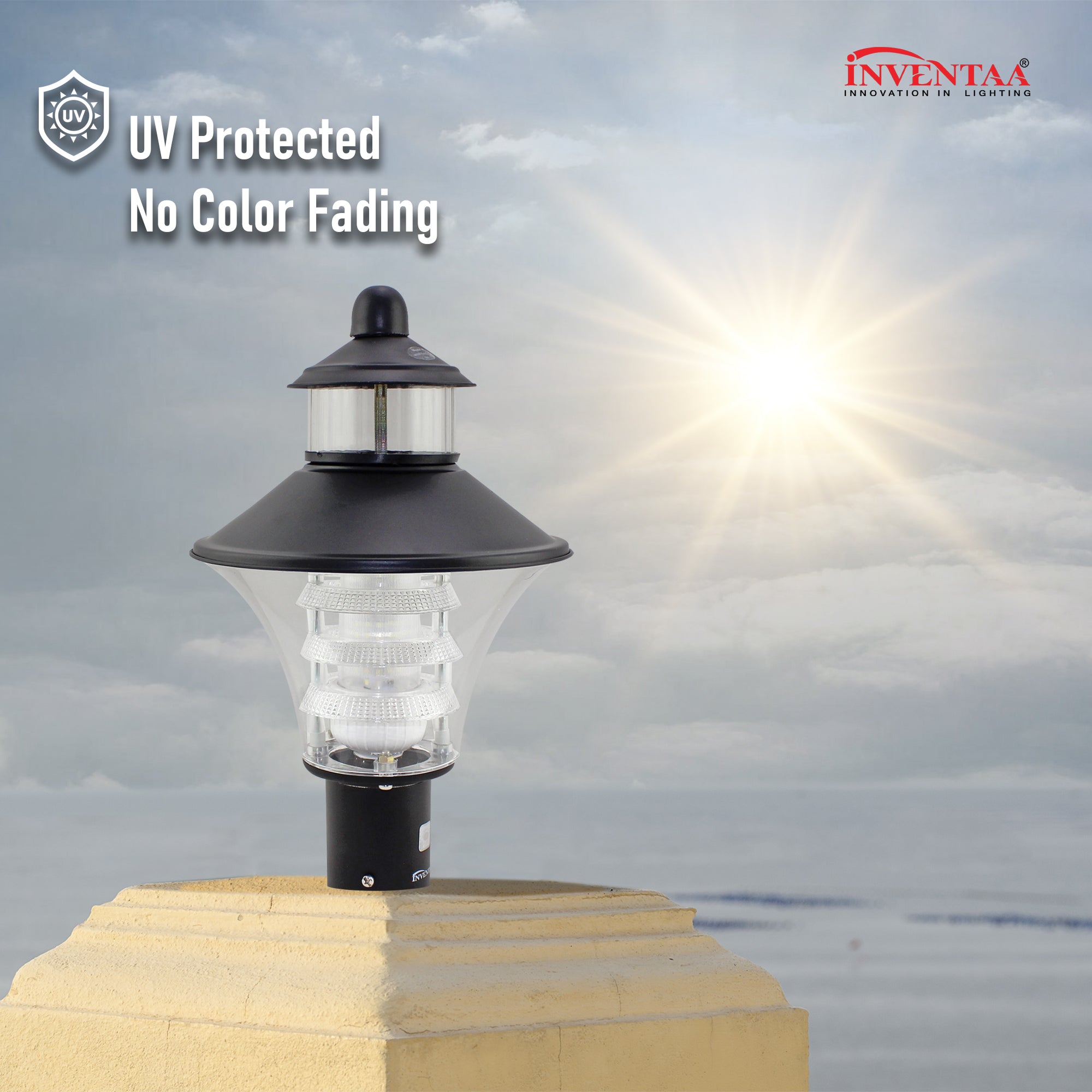 UV protected modern gate pillar lights with durable entry gate lamp #color_matt black clear