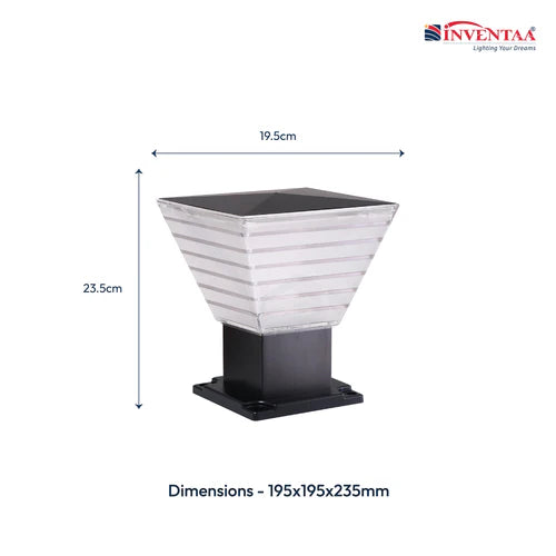 Villa 12W Fancy Outdoor Gate Light — 3-in-1 LED (Cool-Warm-Neutral) | Waterproof Decorative Gate Pillar Lamp for Home Compound Wall | Inventaa