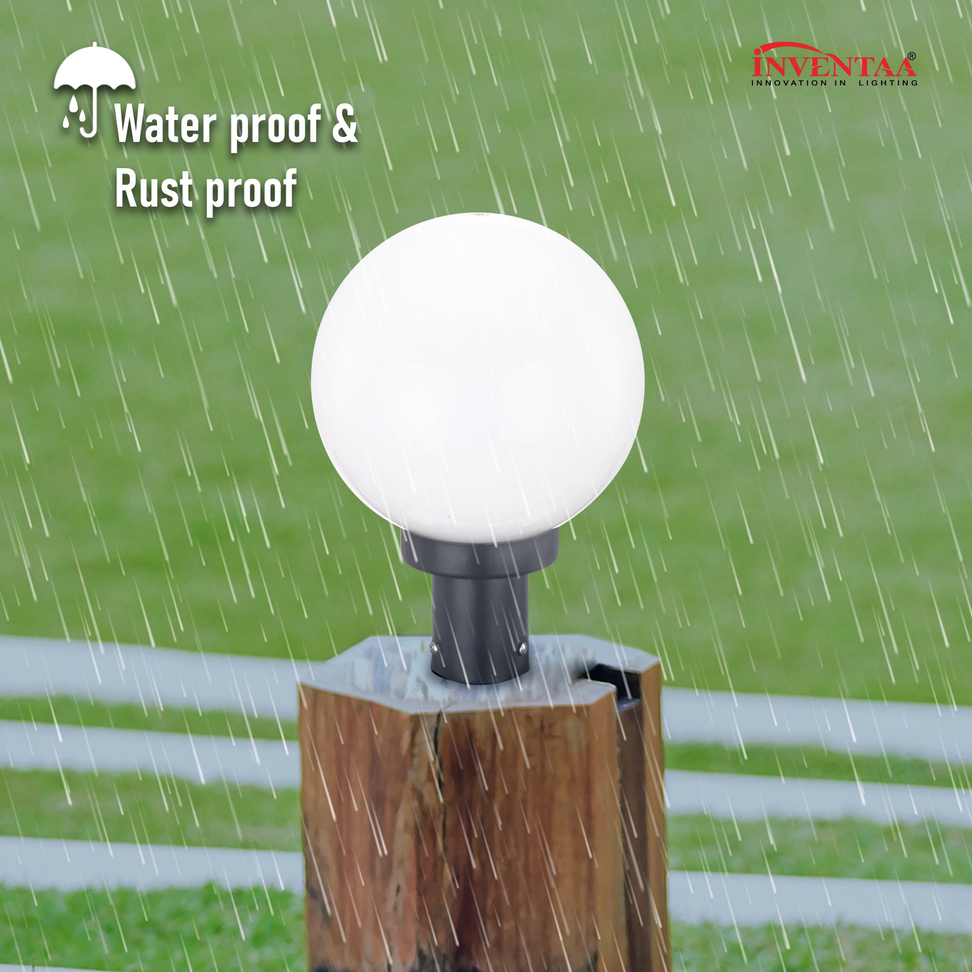 Waterproof rustproof gate post lamps with globe design for outdoor lighting